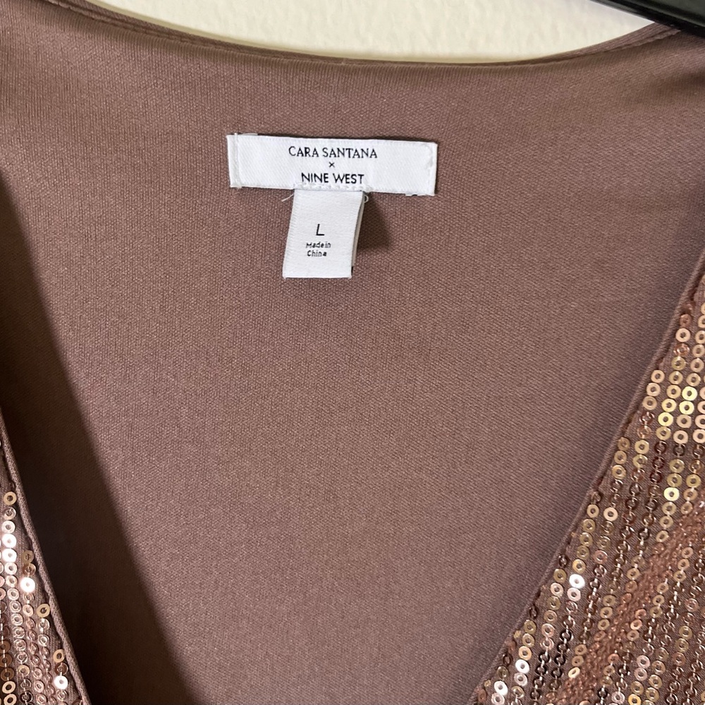 Nine West Shimmering Gold Long Sleeve Dress - Picture 5 of 9
